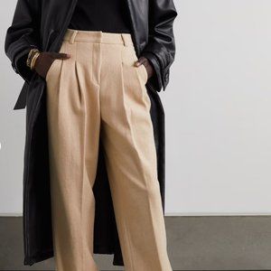 The Frankie Shop Pleated Wool-blend Straight-leg Pants Size 0